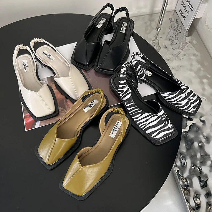 Women's square toe slingback sandals with elegant design for stylish summer and office footwear.