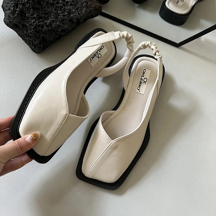 Elegant women's square toe slingback sandals for comfortable, stylish summer and office fashion.