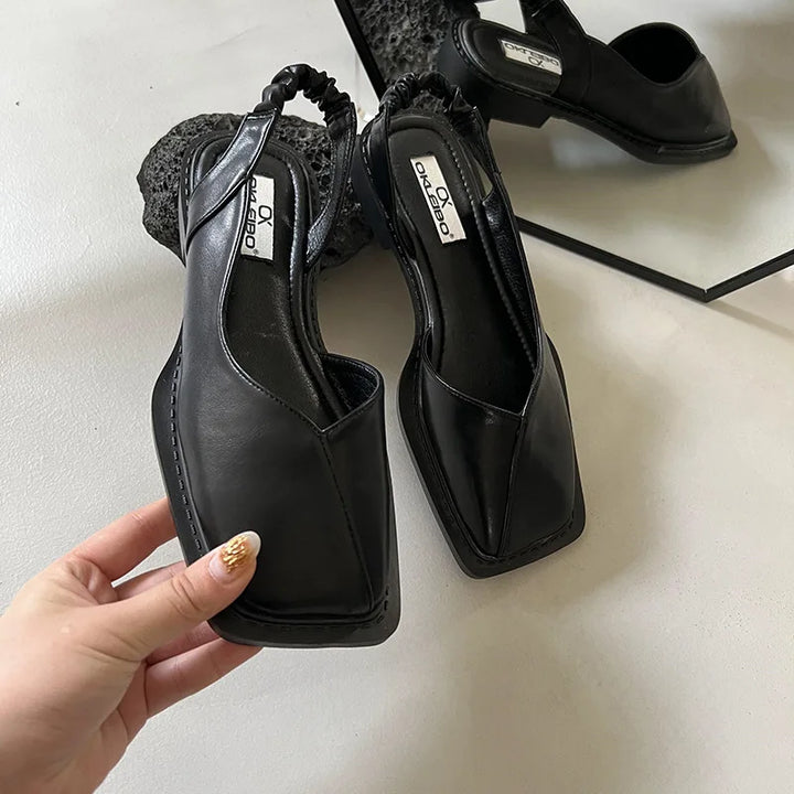 Chic women's square toe slingback sandals, versatile for elegant summer, casual chic, or office footwear.