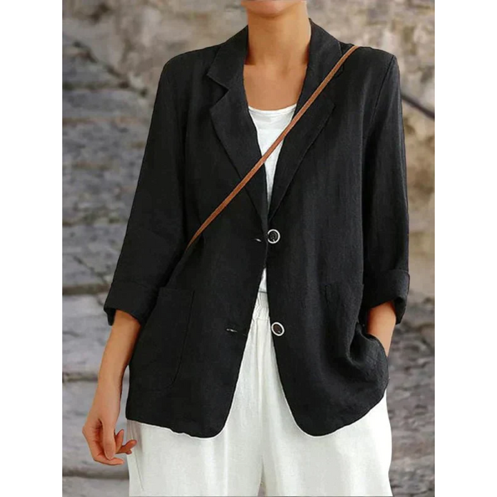 Sophisticated women's lightweight blazer, tailored fit for elegant office wear or versatile spring casual looks.
