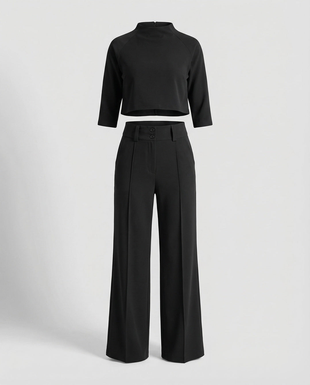 Women's chic tailored pants set, perfect for elegant autumn office wear or comfortable casual fashion.