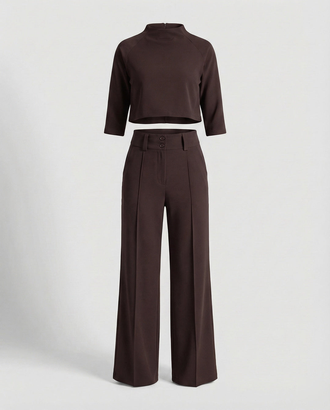 Stylish women's elegant tailored pants set, a chic two-piece outfit designed for comfort and modern autumn fashion.
