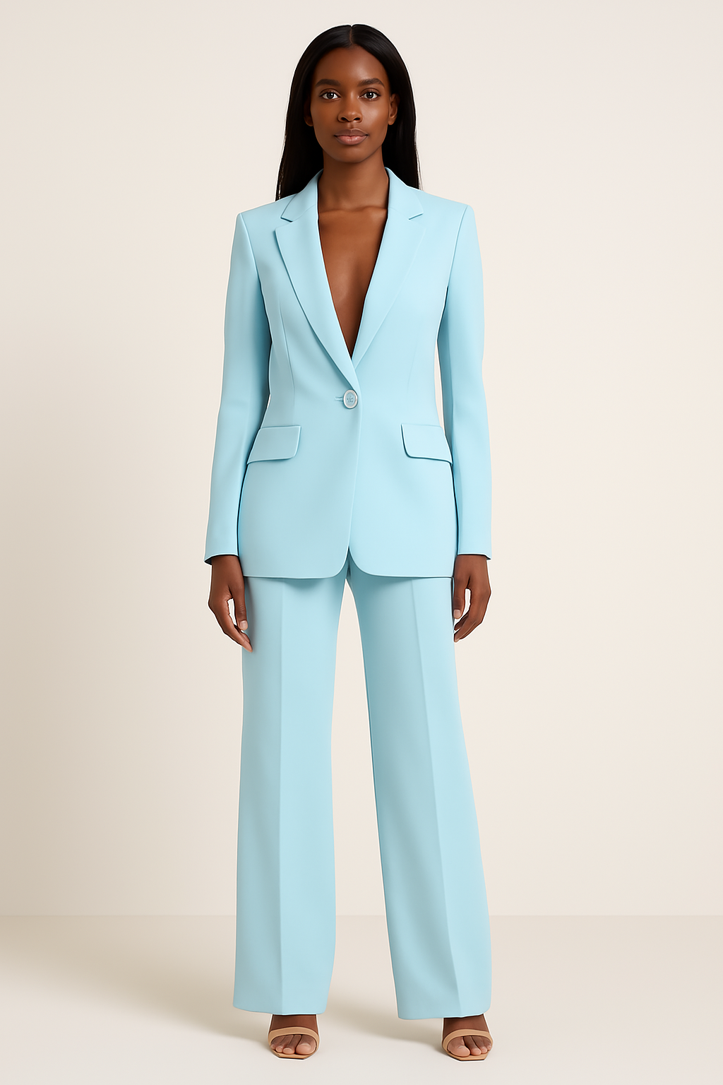 Elegant women's two-piece blazer suit set. Perfect for professional office wear & business attire.