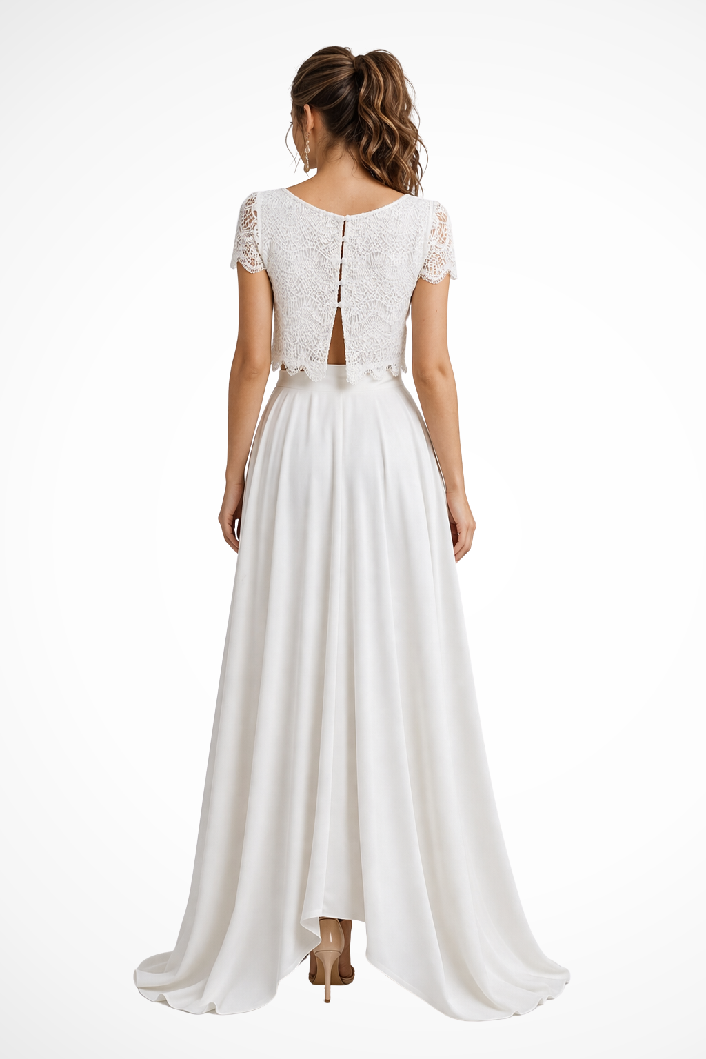 Formal women's two-piece maxi skirt outfit, a sophisticated choice for wedding guests & elegant events.