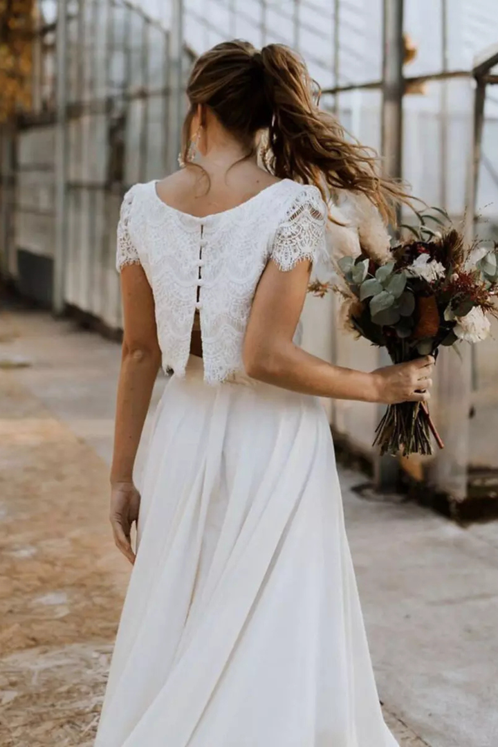 Beautiful women's elegant two-piece bridal set, stunning for special events, parties, and evening wear.