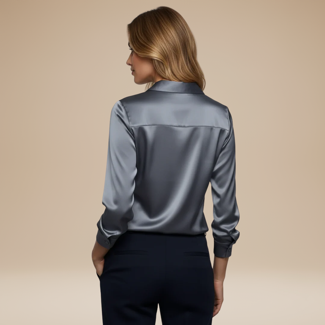 Stylish women's V-neck elegant long sleeve top, perfect for a professional work wardrobe.