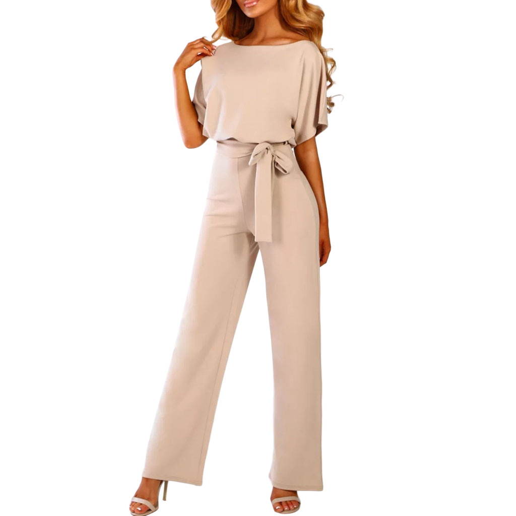 Chic women's wide leg jumpsuit with flutter sleeves, offering comfortable yet sophisticated party wear.