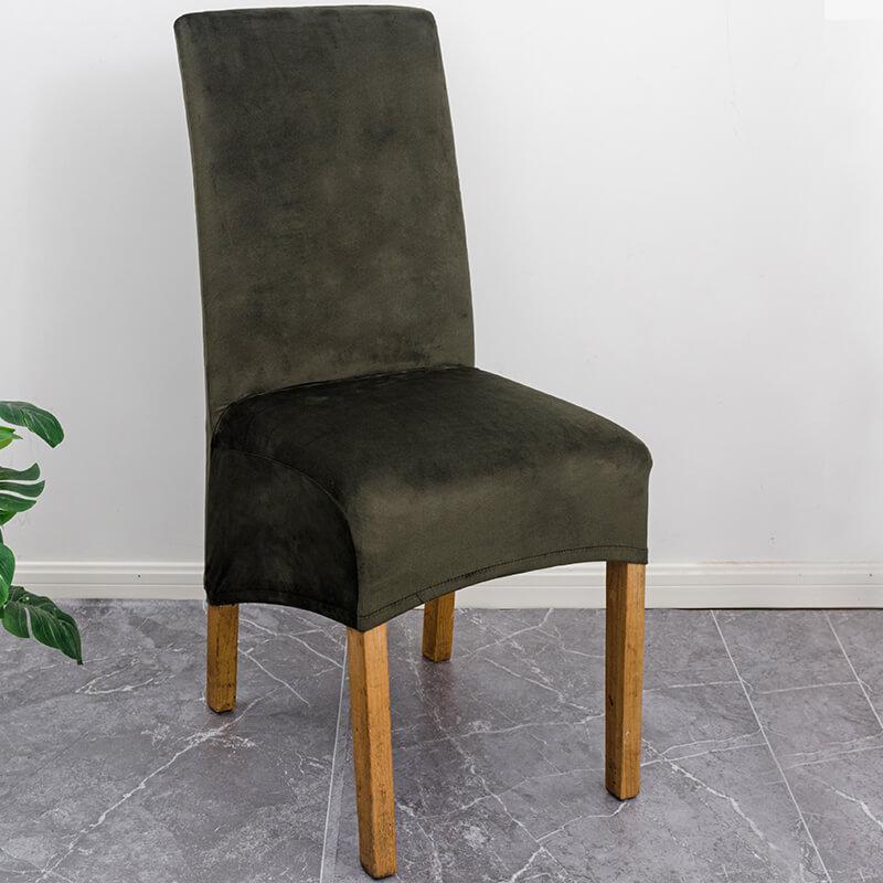XL Stretch Velvet Dining Chair Cover - Malachite Green, showcases plush velvet texture, ideal for home or events, fits armless chairs