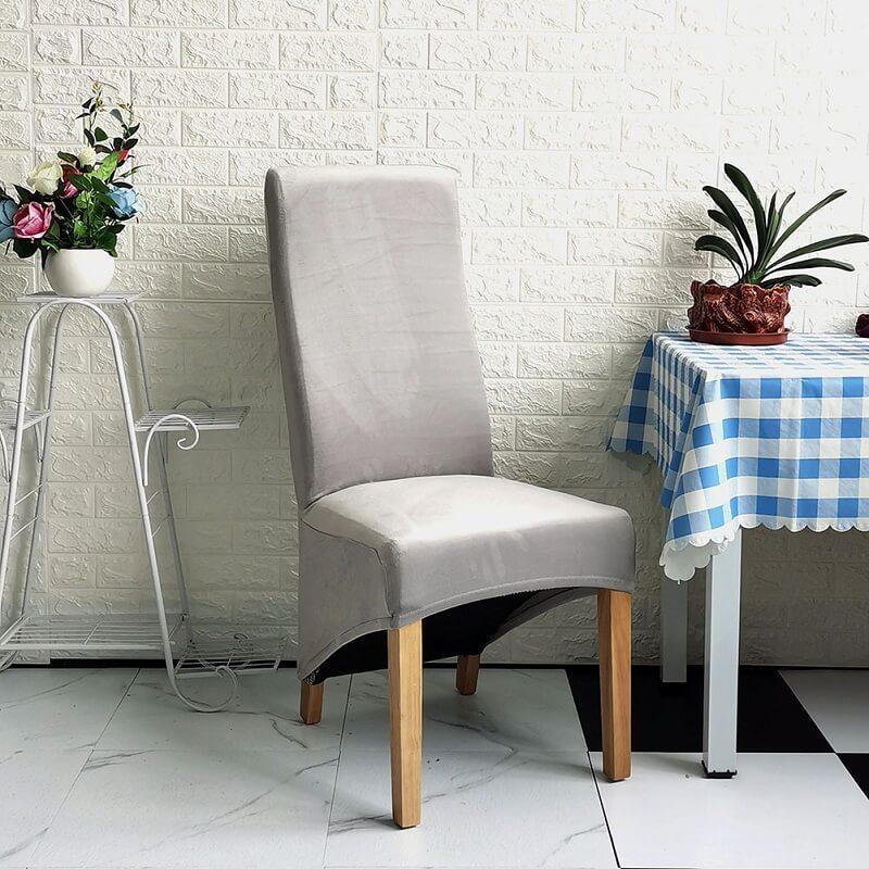 XL Stretch Velvet Dining Chair Cover - Navy, showcases plush velvet texture, ideal for home or events, fits armless chairs
