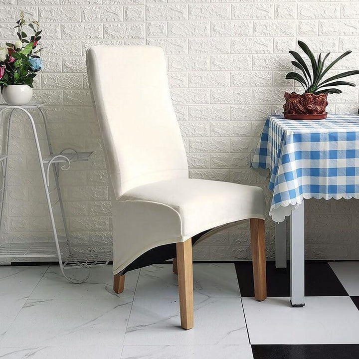 XL Stretch Velvet Dining Chair Cover - Black, showcases plush velvet texture, ideal for home or events, fits armless chairs