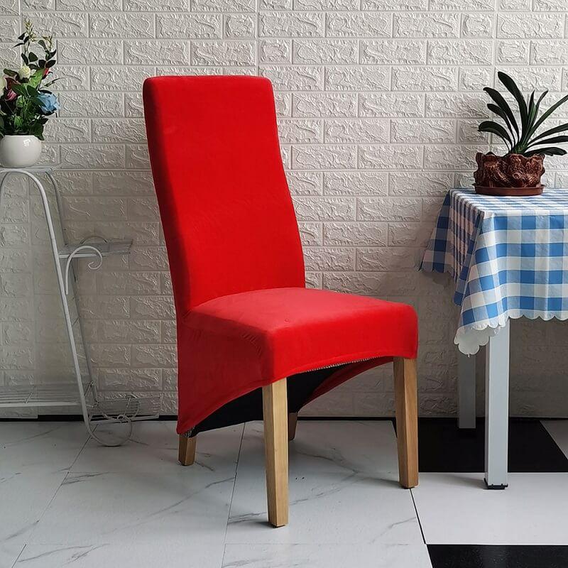 XL Stretch Velvet Dining Chair Cover - Dark Green, showcases plush velvet texture, ideal for home or events, fits armless chairs