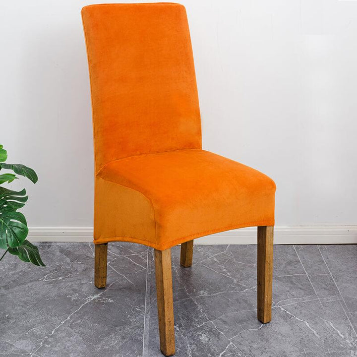 XL Stretch Velvet Dining Chair Cover - White, showcases plush velvet texture, ideal for home or events, fits armless chairs