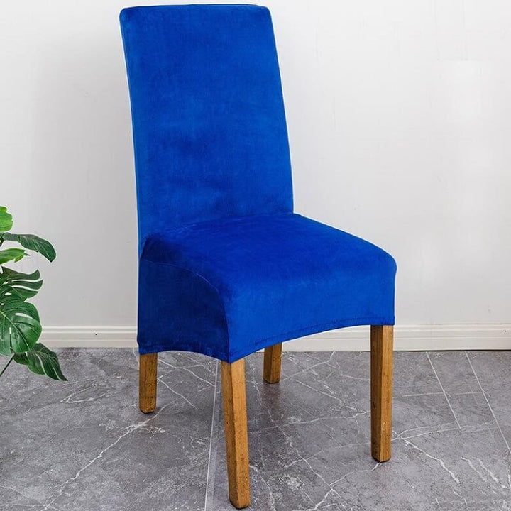 XL Stretch Velvet Dining Chair Cover - Wine Red, showcases plush velvet texture, ideal for home or events, fits armless chairs