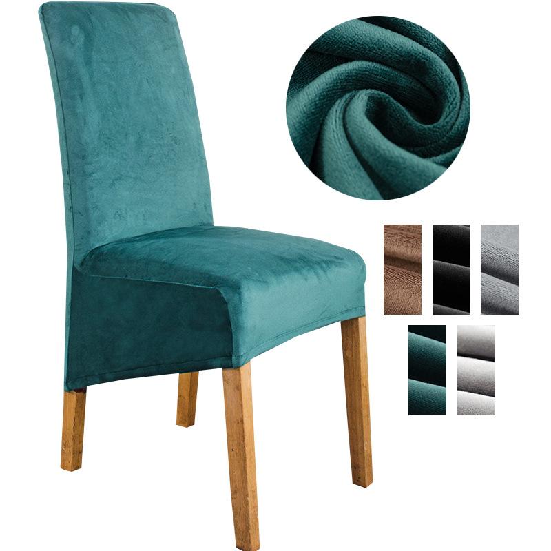 XL Stretch Velvet Dining Chair Cover - Charcoal Gray, showcases plush velvet texture, ideal for home or events, fits armless chairs
