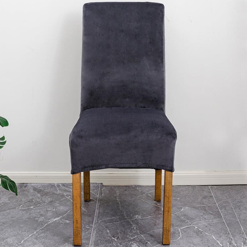 XL Stretch Velvet Dining Chair Cover - Off-White, showcases plush velvet texture, ideal for home or events, fits armless chairs