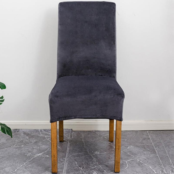 XL Stretch Velvet Dining Chair Cover - Off-White, showcases plush velvet texture, ideal for home or events, fits armless chairs