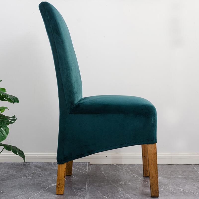 XL Stretch Velvet Dining Chair Cover - Orange, showcases plush velvet texture, ideal for home or events, fits armless chairs