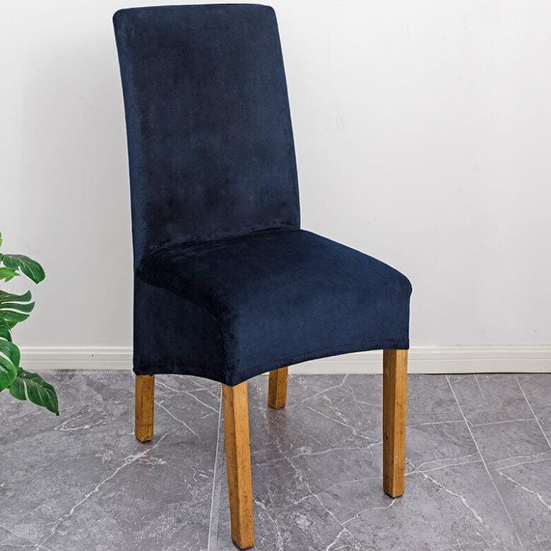 XL Stretch Velvet Dining Chair Cover - Coffee, showcases plush velvet texture, ideal for home or events, fits armless chairs