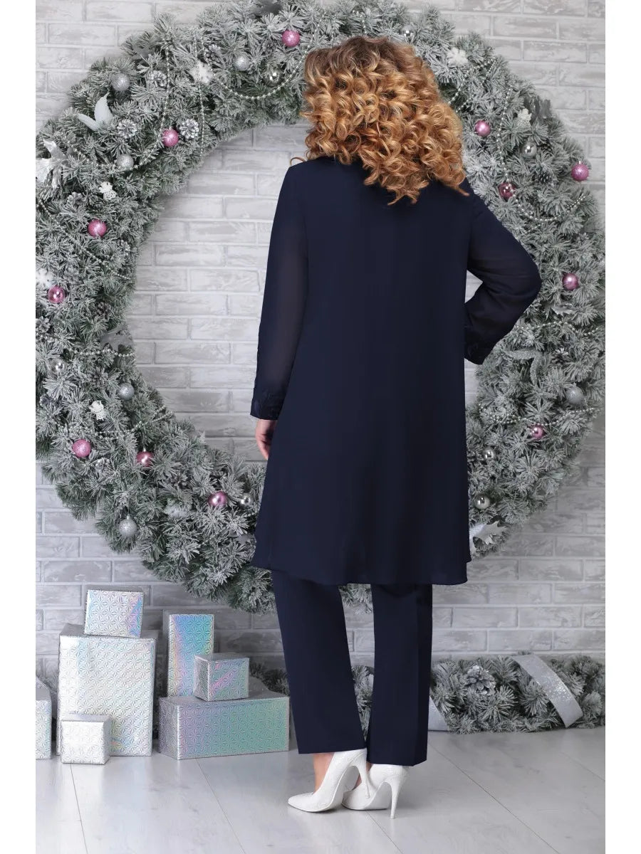 Chic plus size women's 3 piece suit outfit, comfortable & elegant for special occasions or formal wear.