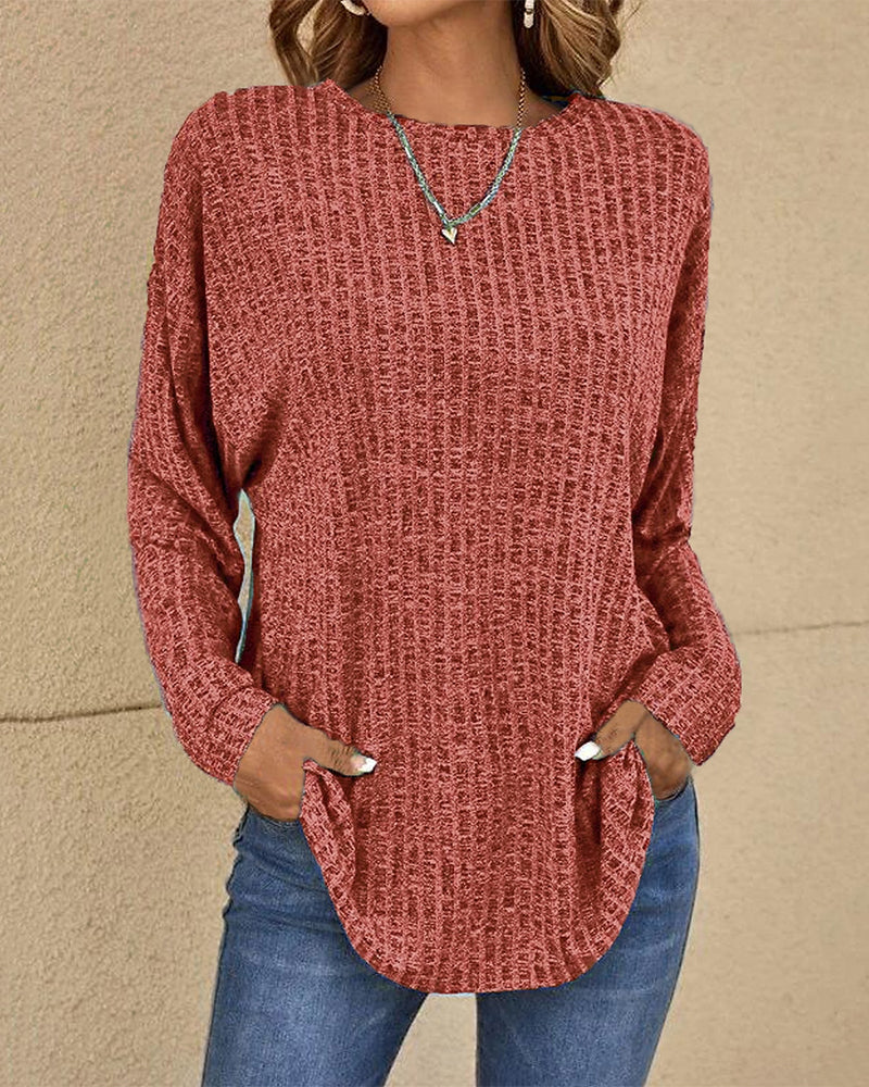 Stylish women's long sleeve crew neck pullover with a regular fit. Versatile casual jumper for comfortable everyday wear.