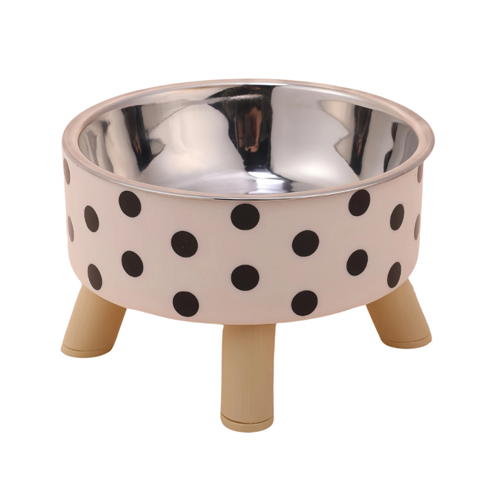 Pet feeder for improved digestion & cleaner meals. Elevated stainless steel bowls for dogs, cats. Easy to clean.