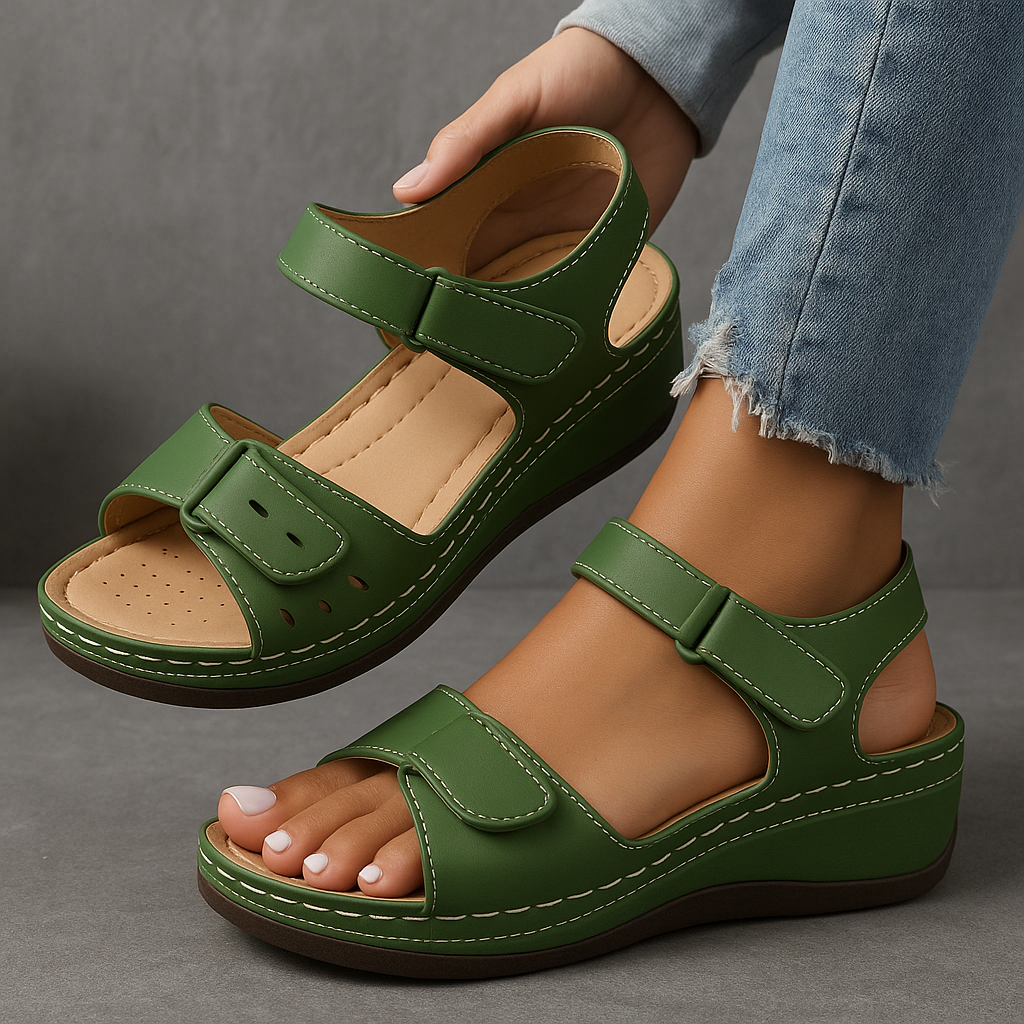 Women's platform open toe sandals with an elegant ankle strap for summer fashion.