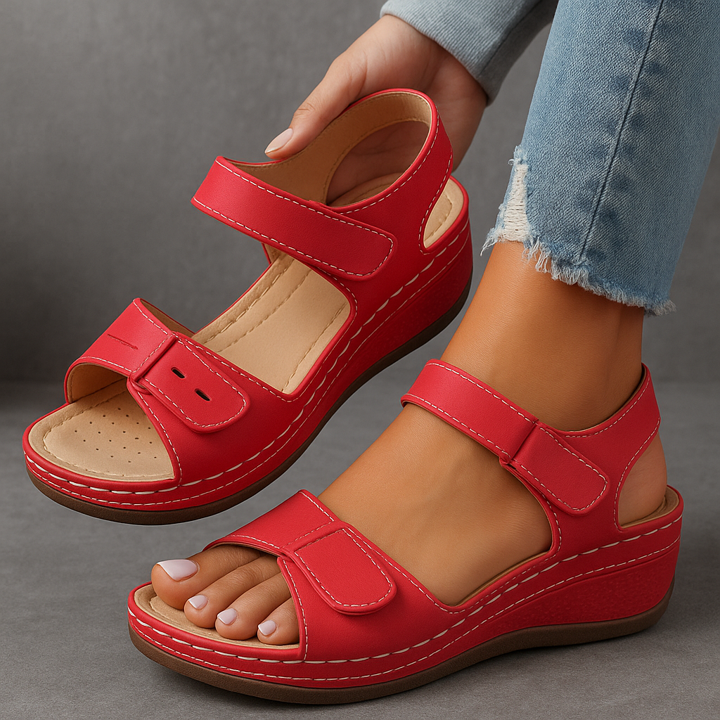Open toe platform sandals for women, featuring a stylish ankle strap. Perfect for summer fashion.