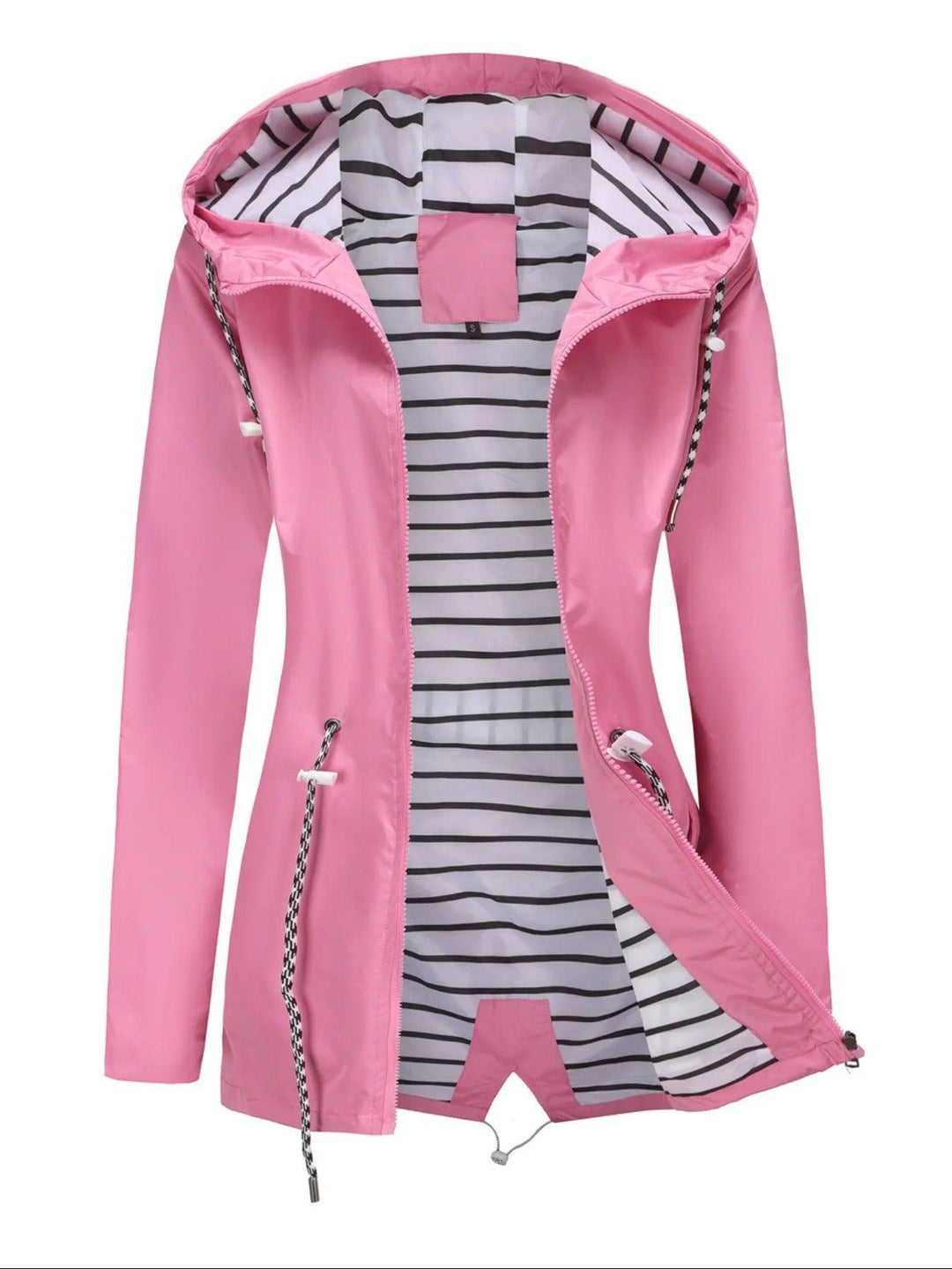 Sleek women's waterproof summer coat. Enjoy lightweight, weather-resistant outerwear for stylish, dry comfort.