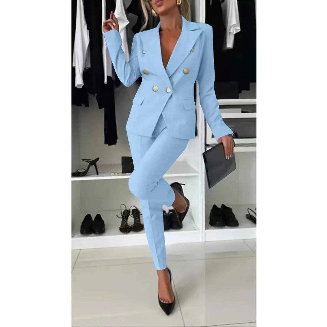 Chic women's workwear suit set, perfect professional attire for any career occasion.