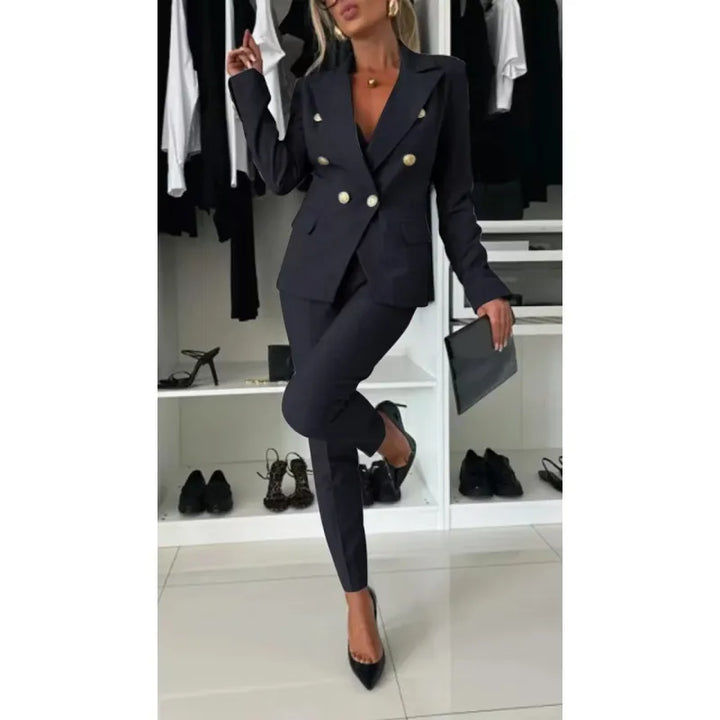 Tailored women's business suit in classic design, perfect professional attire for work.
