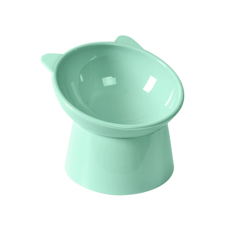 Ergonomic elevated pet food bowl for cats & small dogs. Tilted design supports digestion & reduces neck strain.