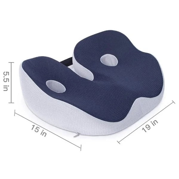 U-shaped memory foam cushion offers superior tailbone & sit bone relief. Ergonomic design for office chairs, home & travel.