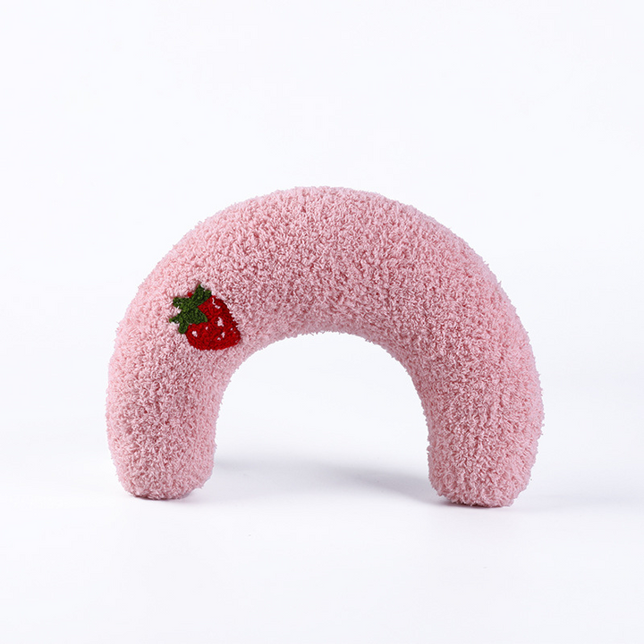 Plush pet neck support pillow for cats & small dogs, designed for deep sleep & ergonomic comfort. A cozy animal bed.