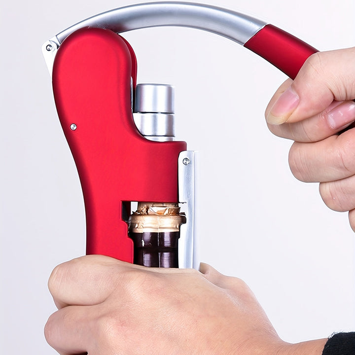 Modern ergonomic wine opener for quick & safe uncorking. Ideal gift for wine lovers & home bar enthusiasts.
