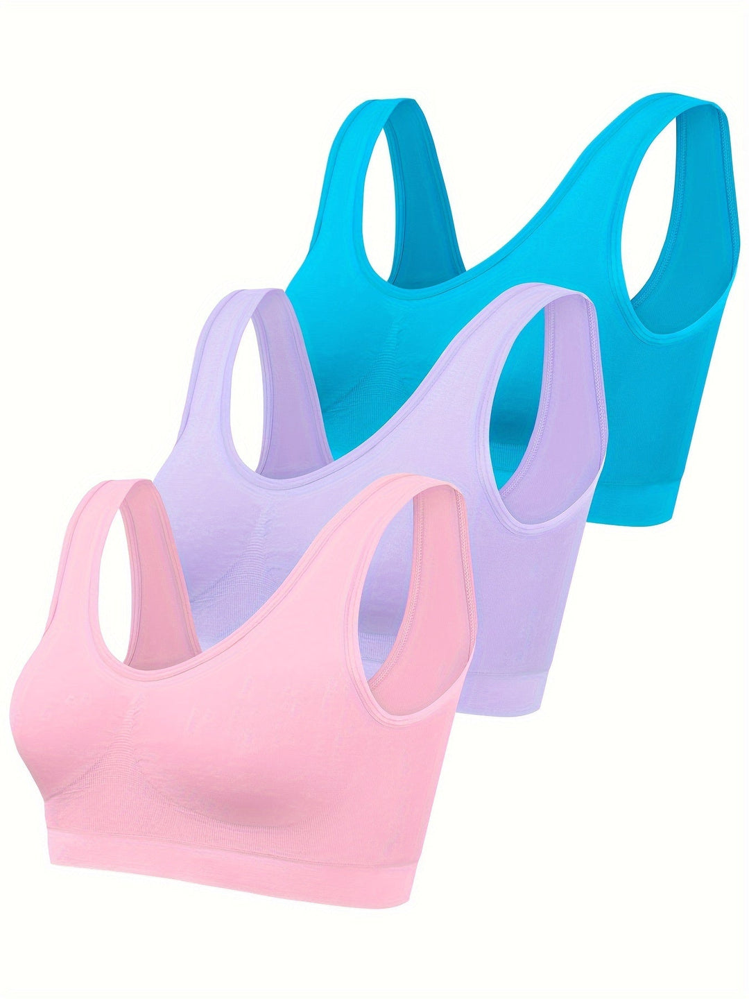 Fashionable women's 3-piece activewear set, includes open-back tank and supportive sports bra.