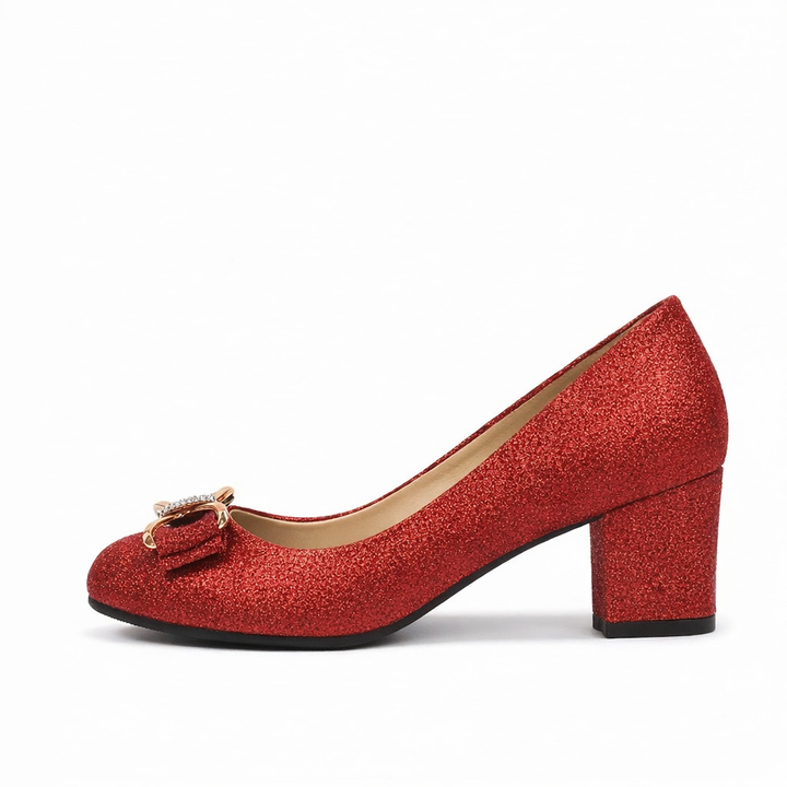Sophisticated women's block heel pumps with elegant bow detail for versatile wear.