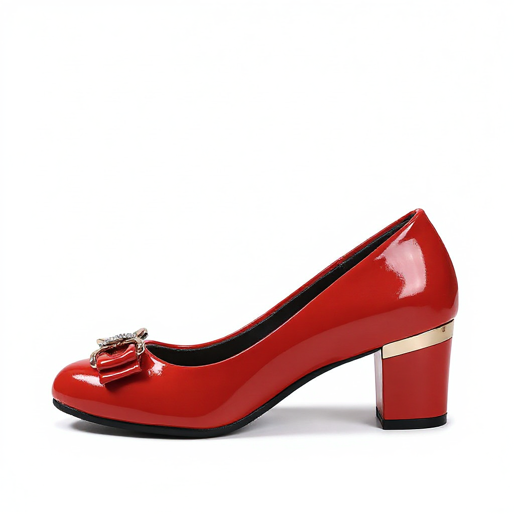 Refined women's dress heels: block heel pumps with a charming bow for a polished look.