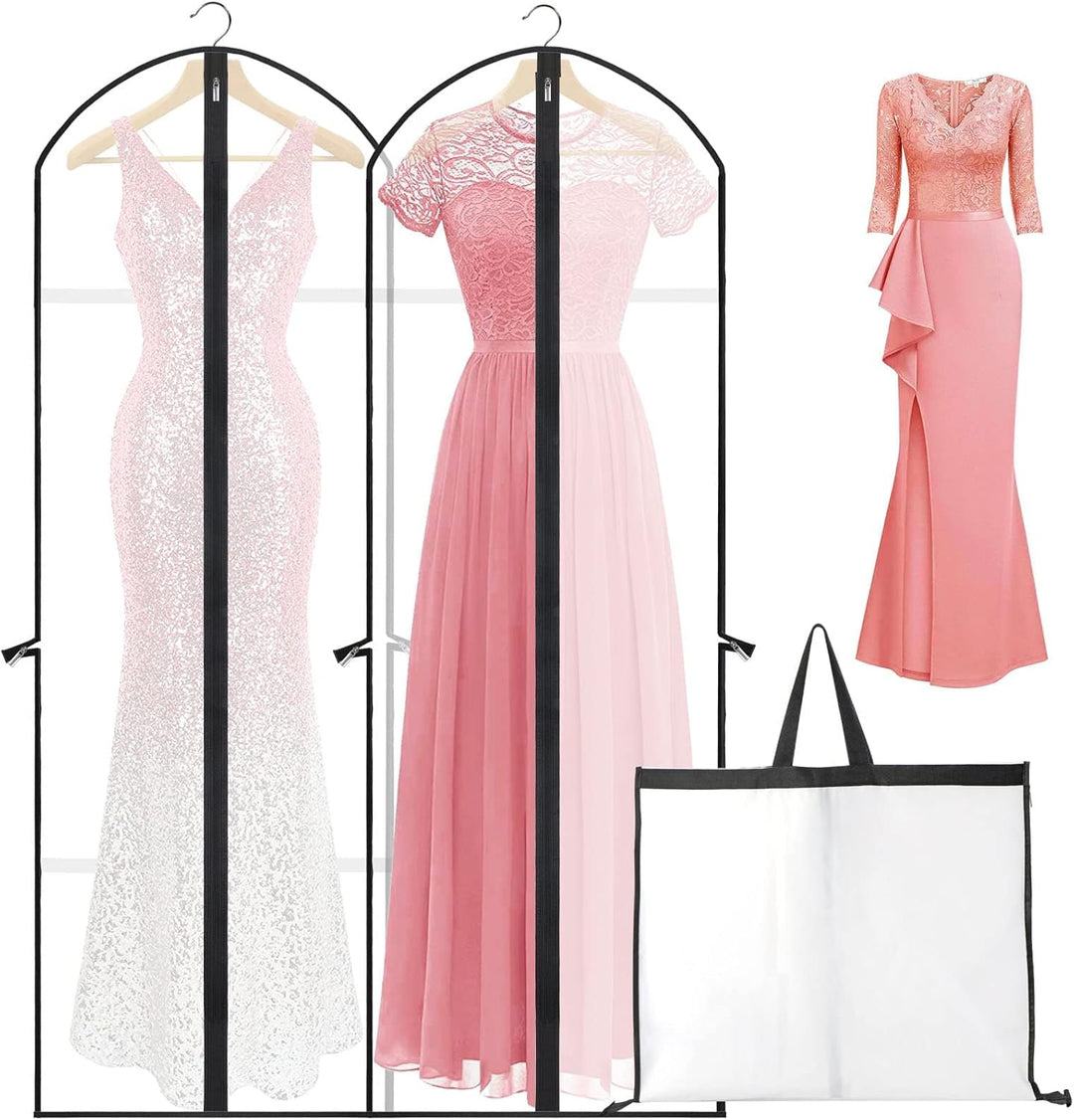 Premium 71-inch garment cover for long dresses, essential for travel & home closet storage.
