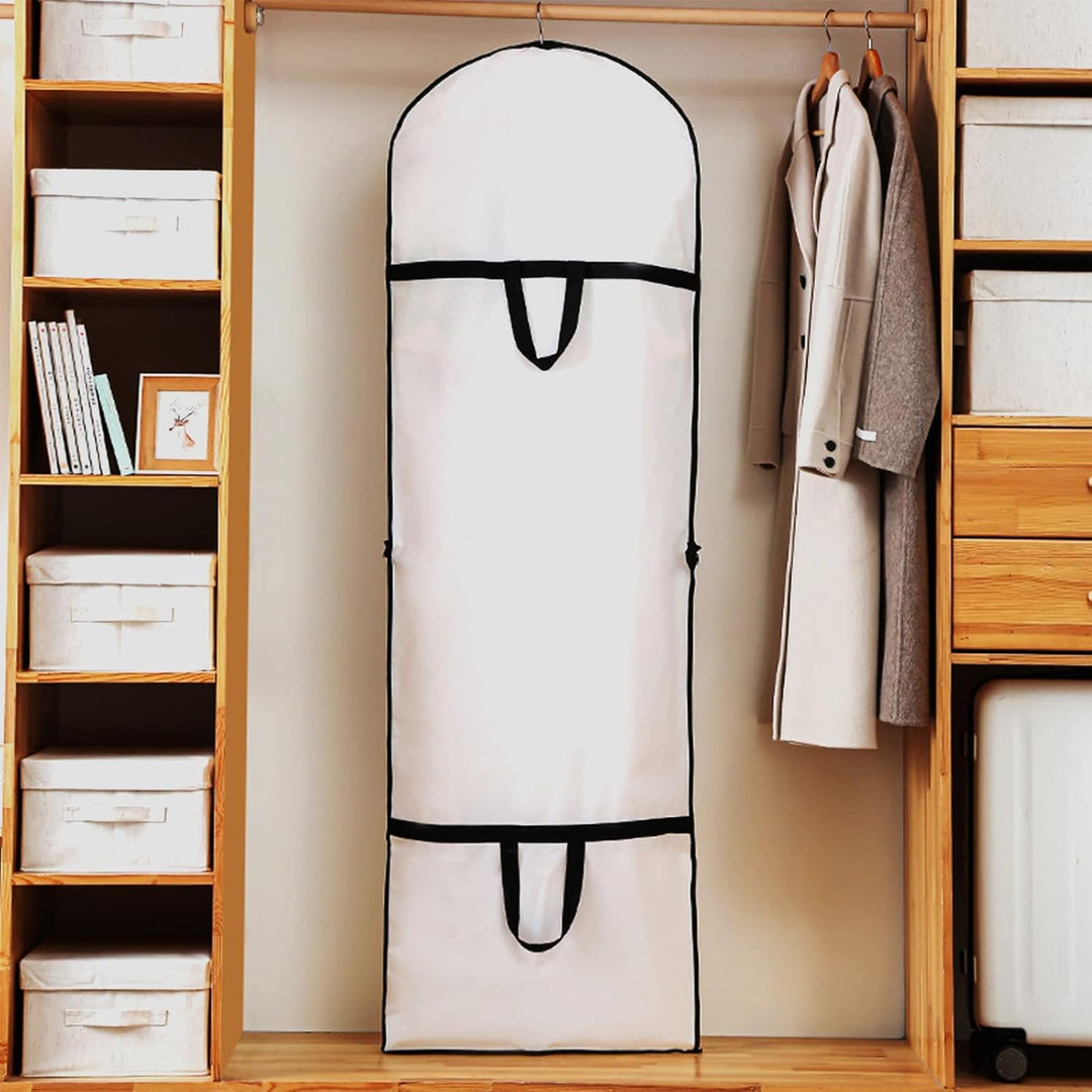 Wedding dress storage bag, 71" extra-long, ensures wrinkle-free protection for special gowns.