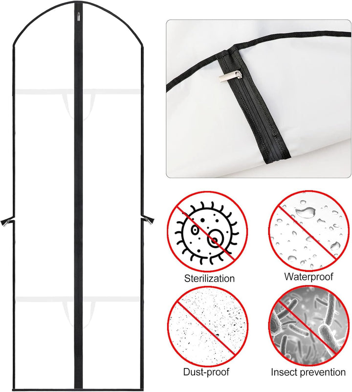 Breathable 71" gown protector, ideal for long-term storage of wedding & formal dresses.