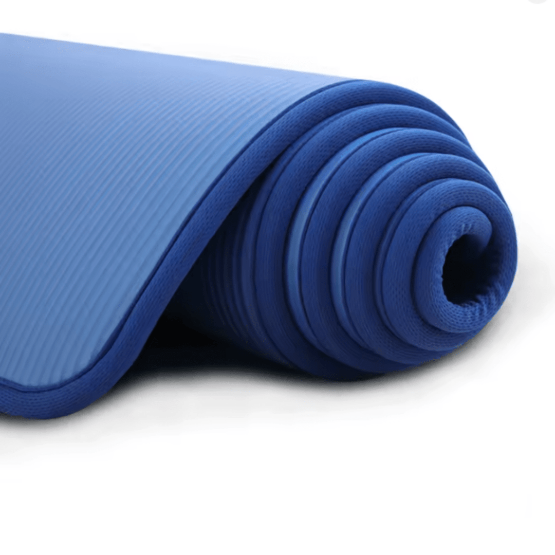 Comfortable extra thick mat for home gym stretching & yoga, featuring anti-slip TPE foam for stability.