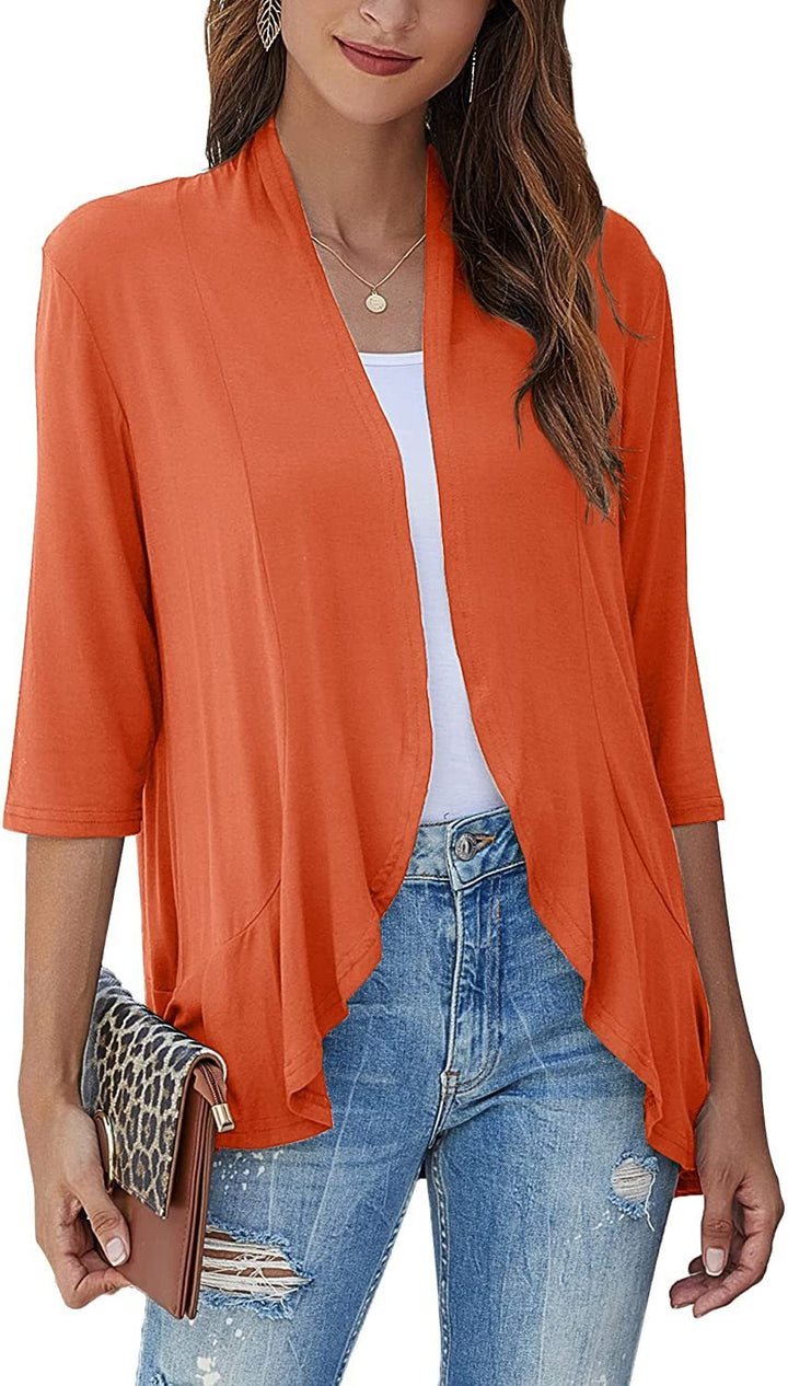 Long-sleeve women's lightweight open-front cardigan for ultimate everyday comfort & style.