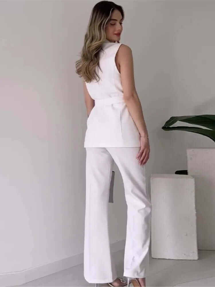 Women's Sleeveless Wide-Leg Suit
