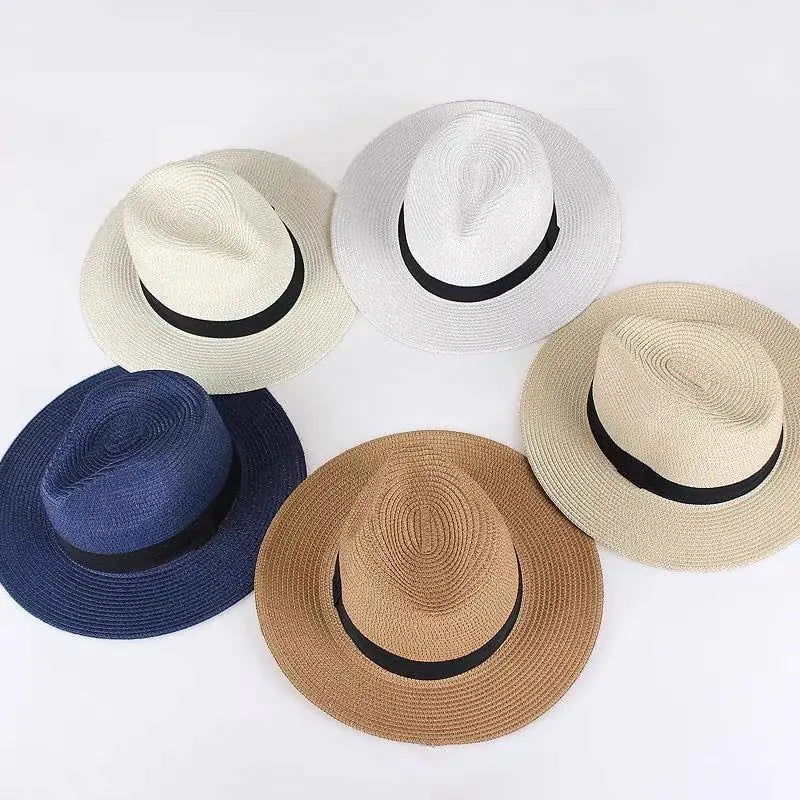 Classic straw Panama hat, unisex design. Perfect foldable beach travel hat with UPF50+ UV protection.