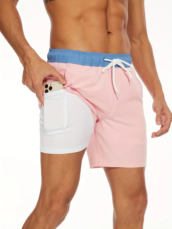 Versatile men's swim shorts, quick-drying for comfort and style in summer beachwear.