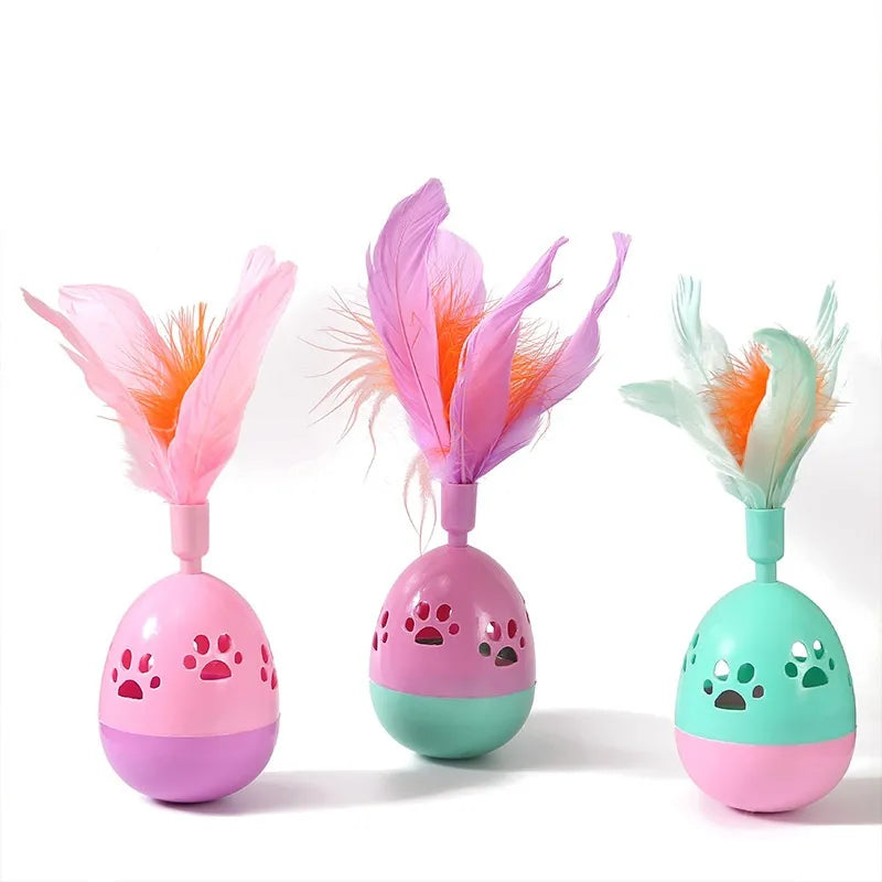 Kitten-friendly interactive feather cat ball toy; great boredom buster for playful pets.
