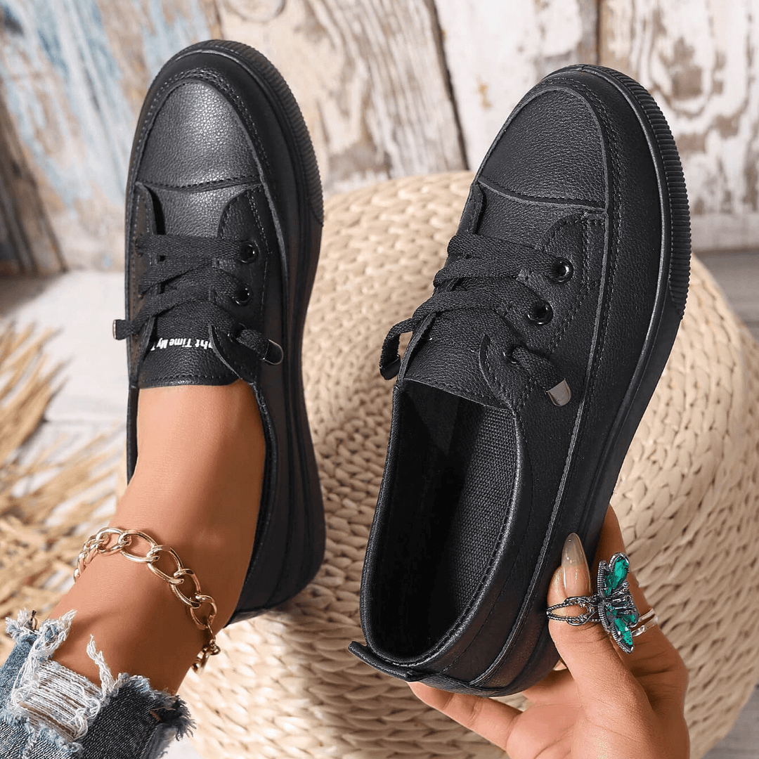 Arch support white trainers for women, lace-up style, orthopaedic & comfortable.