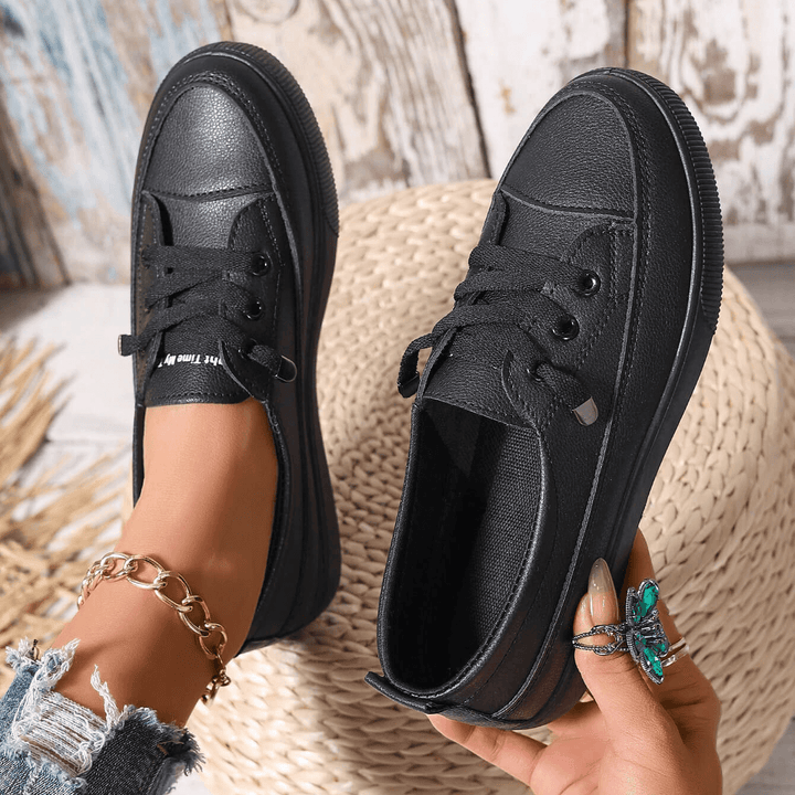 Arch support white trainers for women, lace-up style, orthopaedic & comfortable.