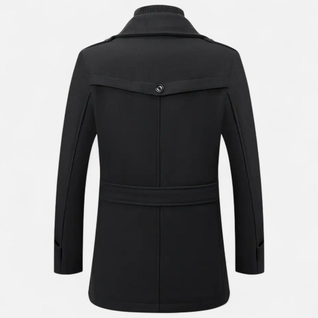 Formal men's tailored slim-fit jacket, long sleeve and versatile for business attire and smart occasions.