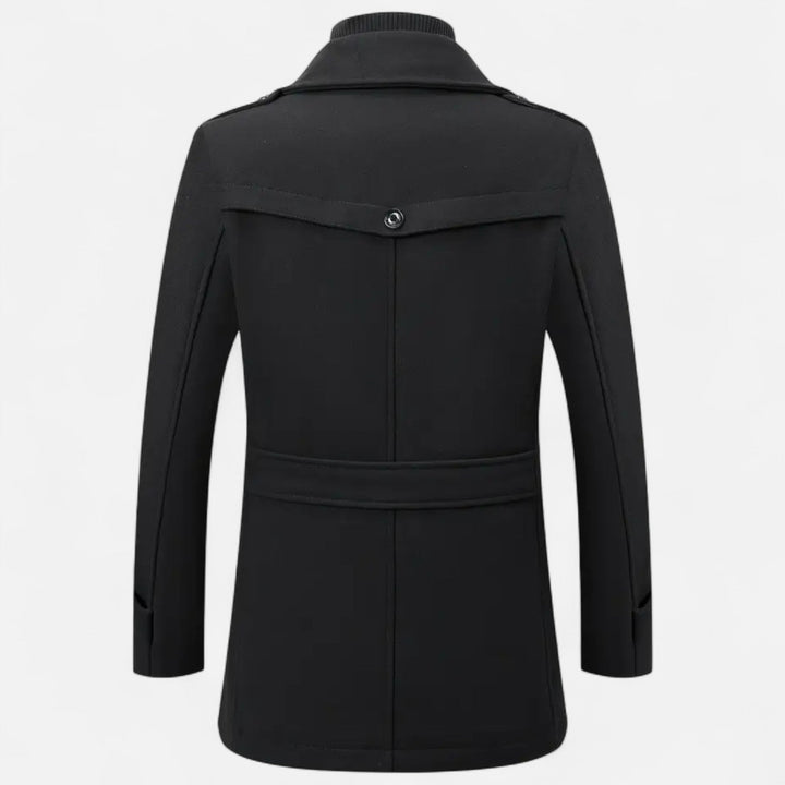 Formal men's tailored slim-fit jacket, long sleeve and versatile for business attire and smart occasions.